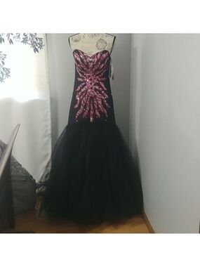 NWT LaFee E157103 Strapless Mermaid Style Pink/Black Prom 8